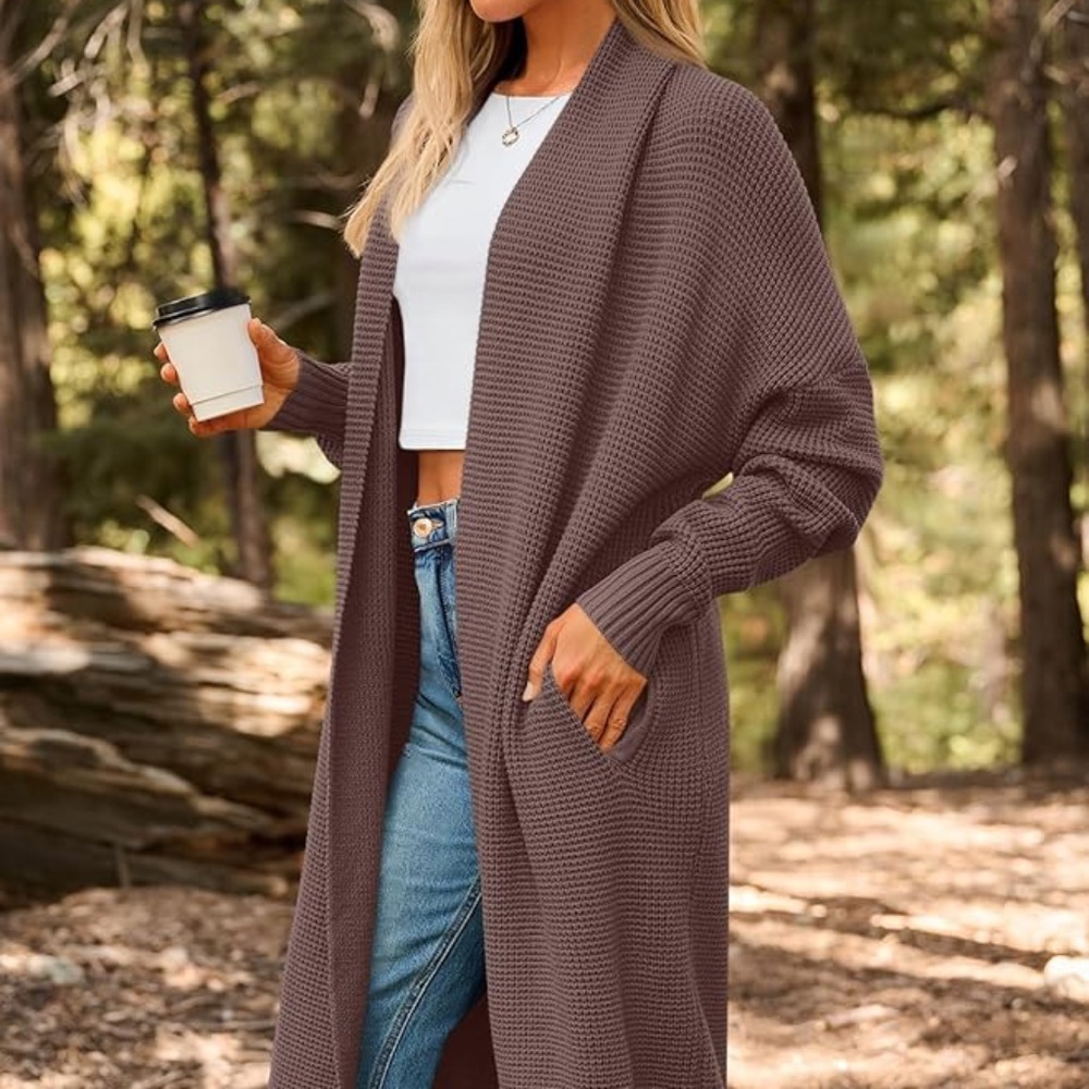 LIllusory Long Cardigan Sweater Size M Color Chocolate Brown